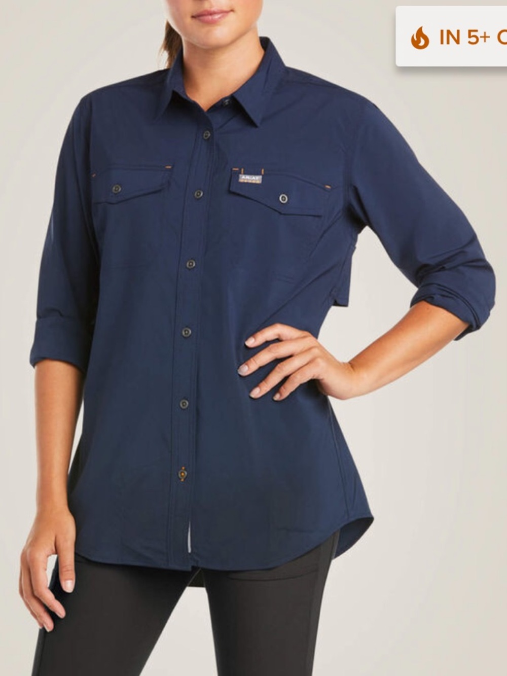 Ariat Women’s Rebar Button Up Long-Sleeve Navy Shirt